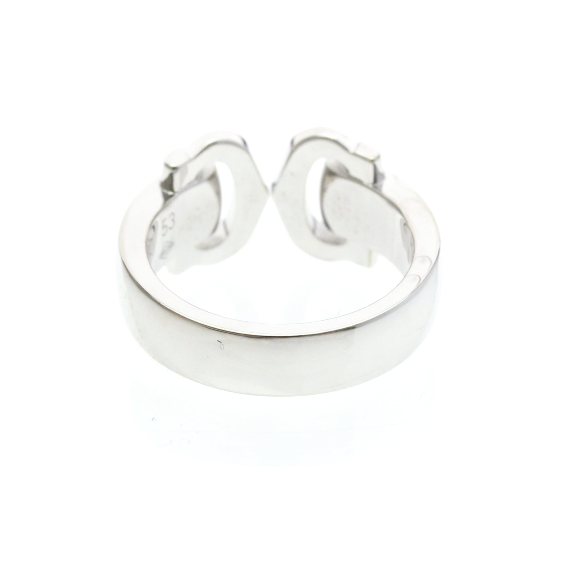 Cartier 2C De Cartier 18K White Gold Silver White_Gold Ring Jewelry (Pre-Owned)