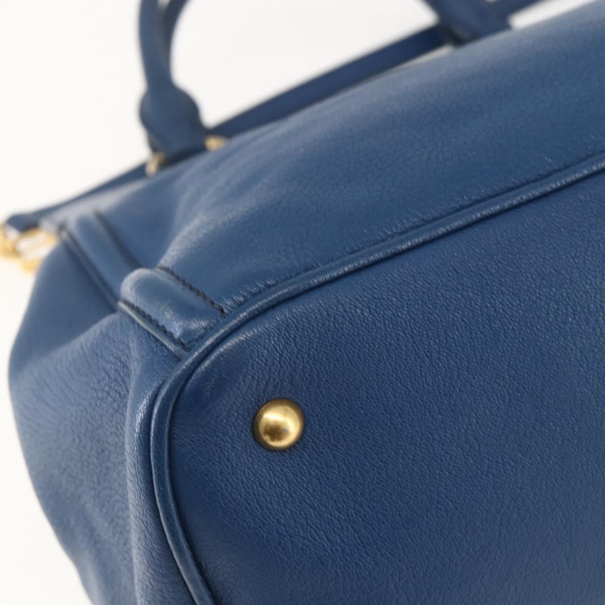 Miu Miu Vintage Leather Blue Leather Tote Bag Bag (Pre-Owned)