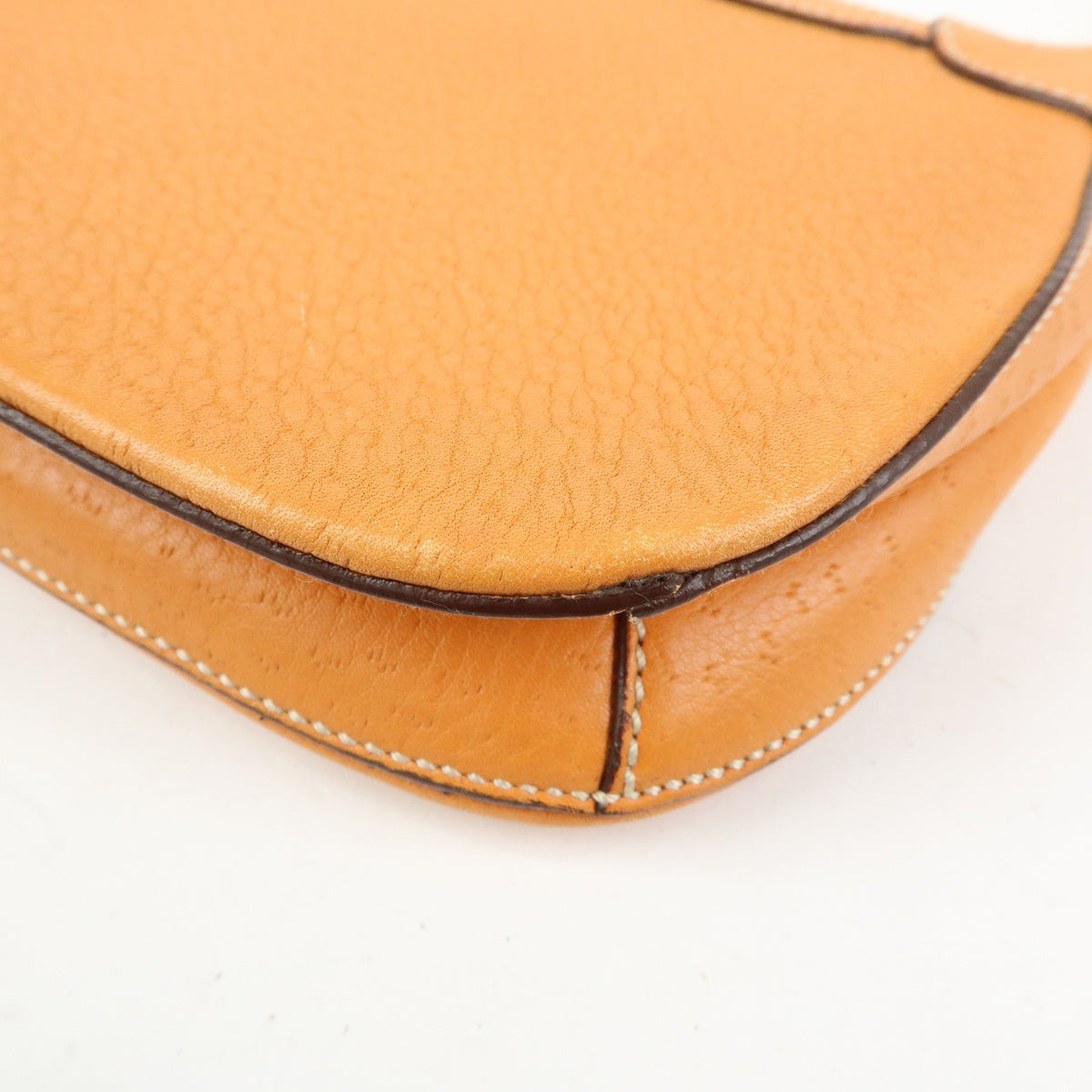 Salvatore Ferragamo Gancini Top Handle Leather Orange Leather Handbag (Pre-Owned)