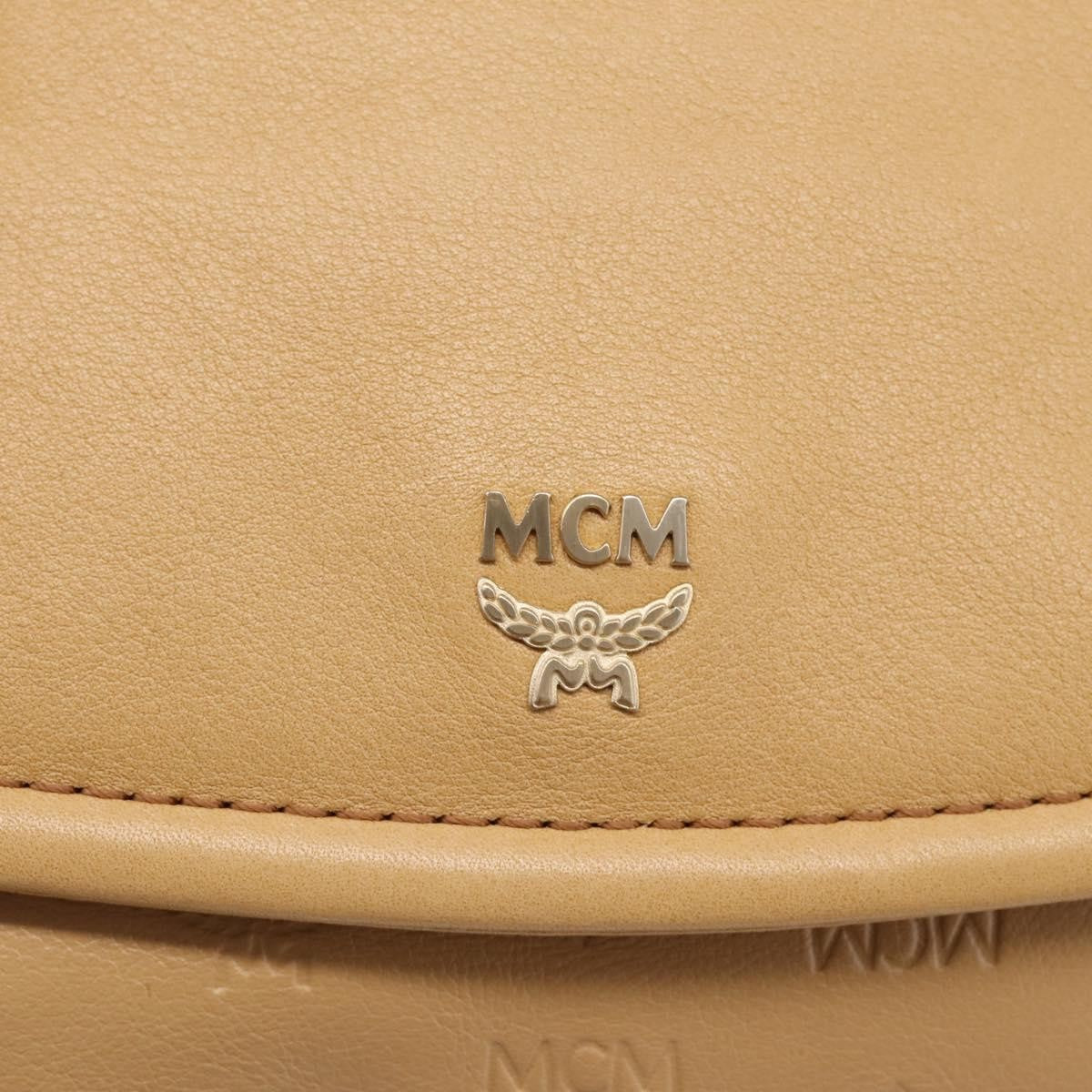 MCM Visetos Leather Beige Leather Shoulder Bag Bag (Pre-Owned)