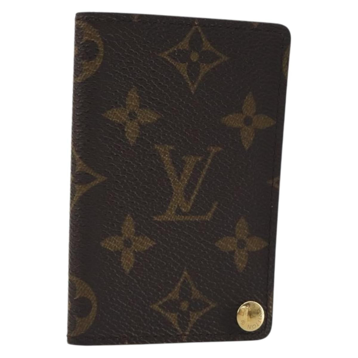 Louis Vuitton Porte Cartes Pression Card Case Monogram Canvas Brown Canvas Card Holders Accessory (Pre-Owned)