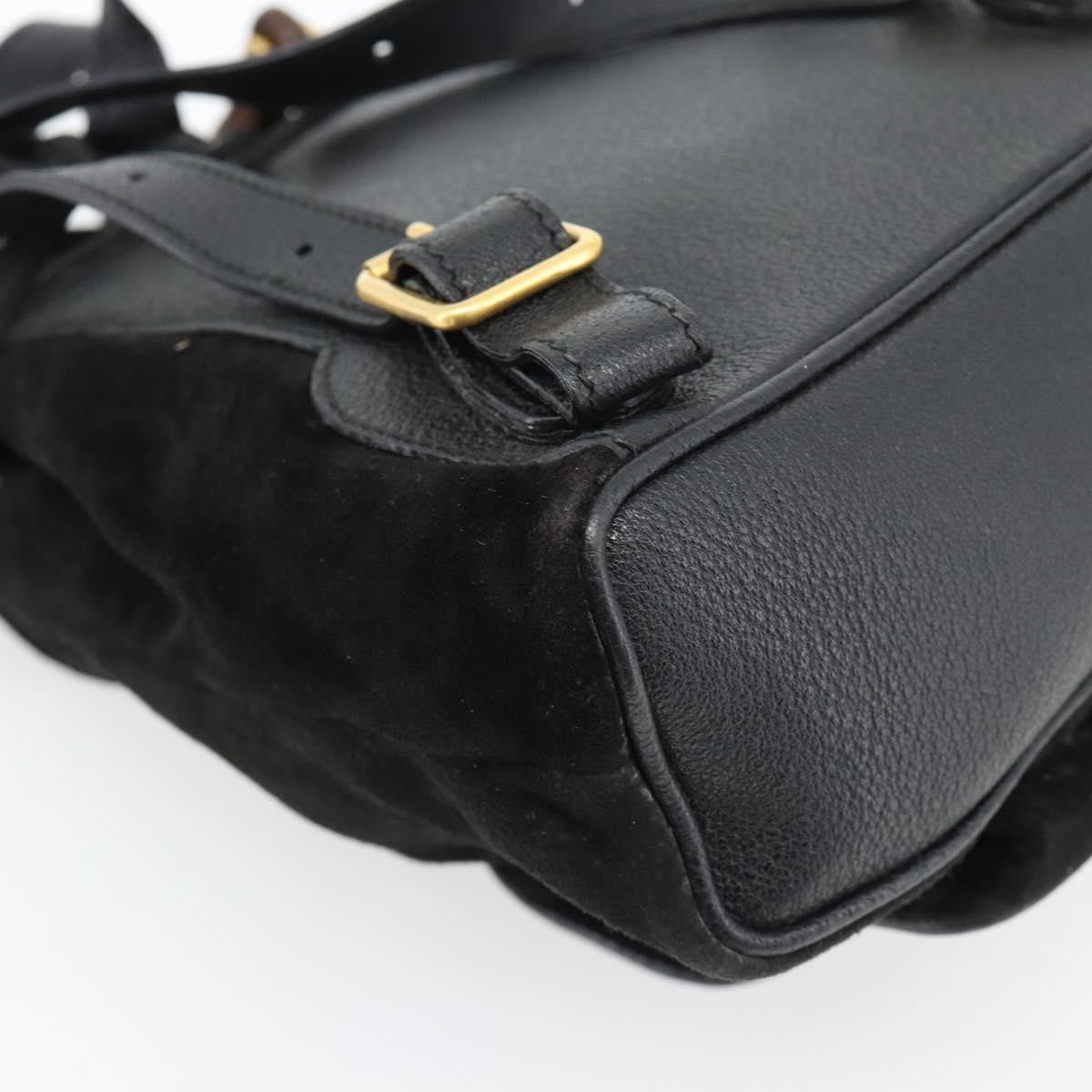Gucci Vintage Bamboo Suede Black Suede Backpack Bag (Pre-Owned)