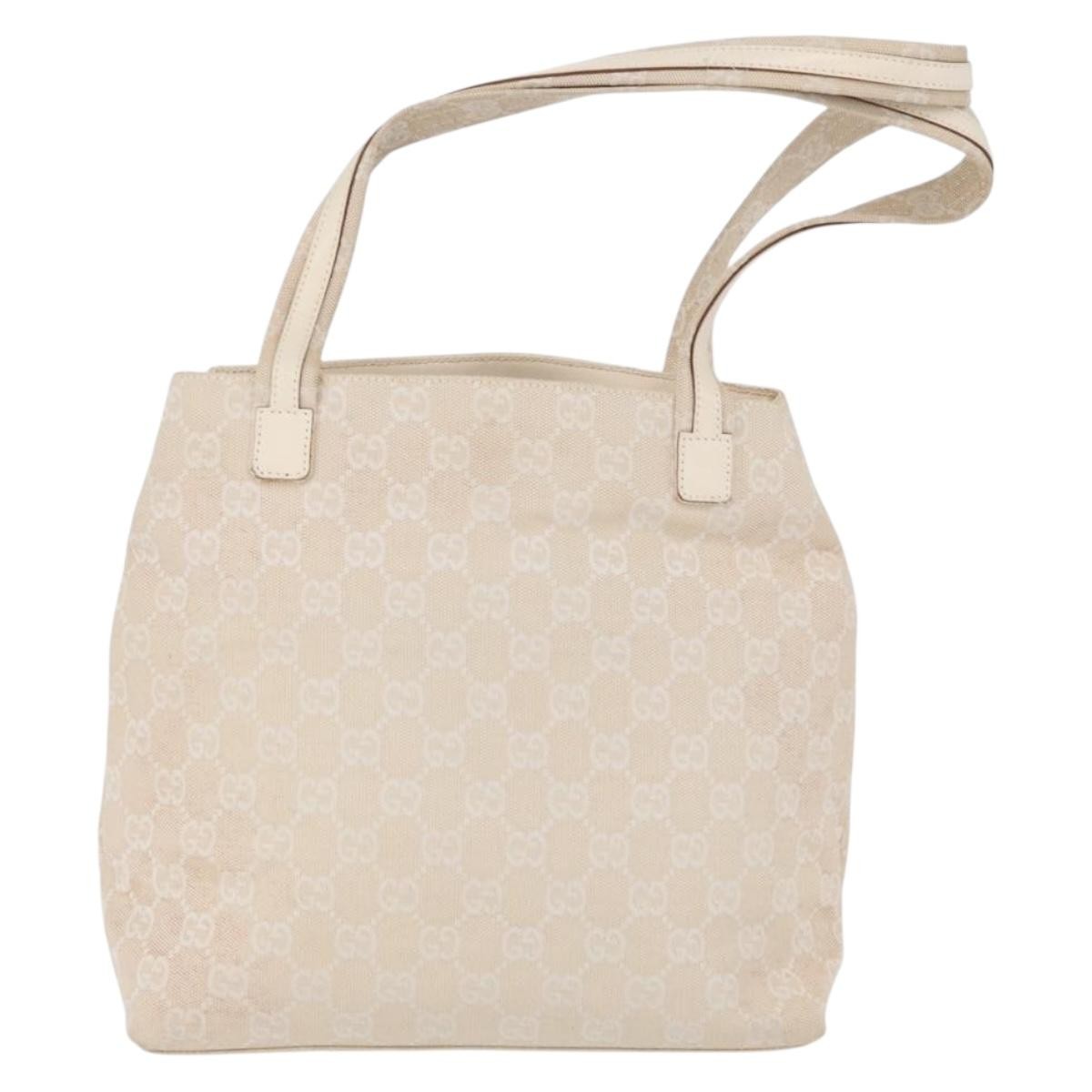 Gucci Double Pocket Tote Gg Canvas And Leather Ecru Canvas Handbag (Pre-Owned)