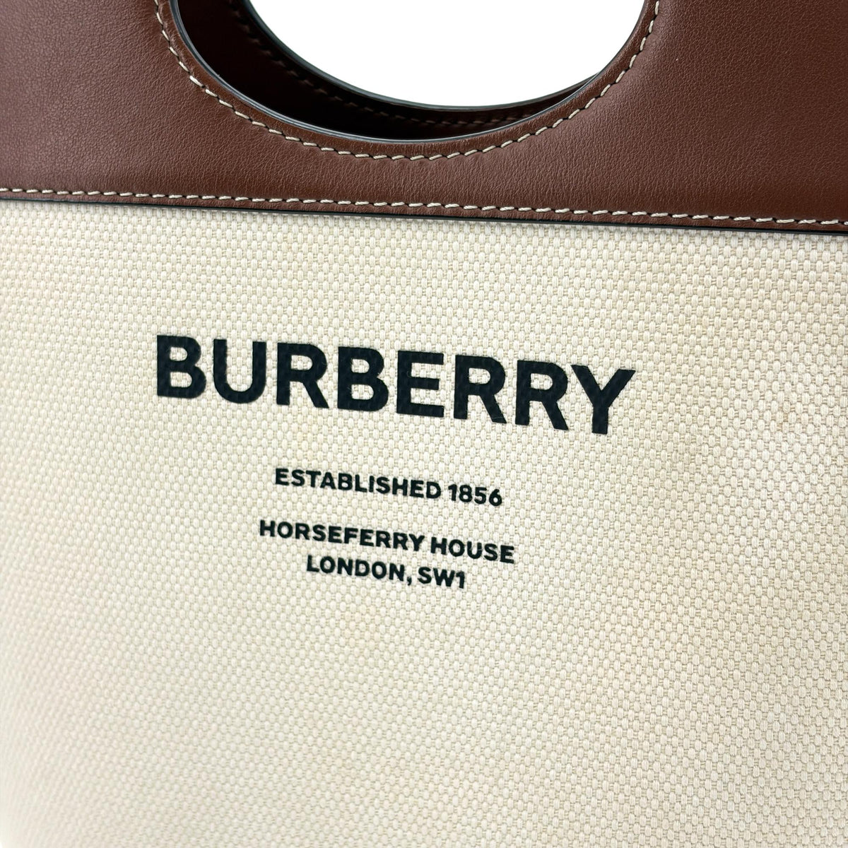Burberry Pocket Bucket Canvas With Leather Black Canvas Handbag (Pre-Owned)