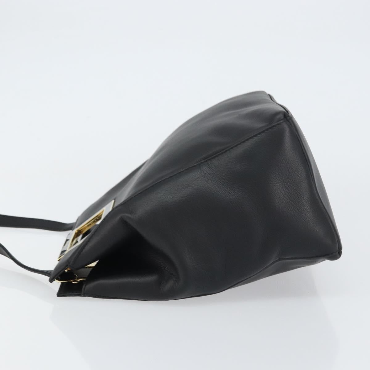 Salvatore Ferragamo Gancini Leather Black Leather Shoulder Bag Bag (Pre-Owned)
