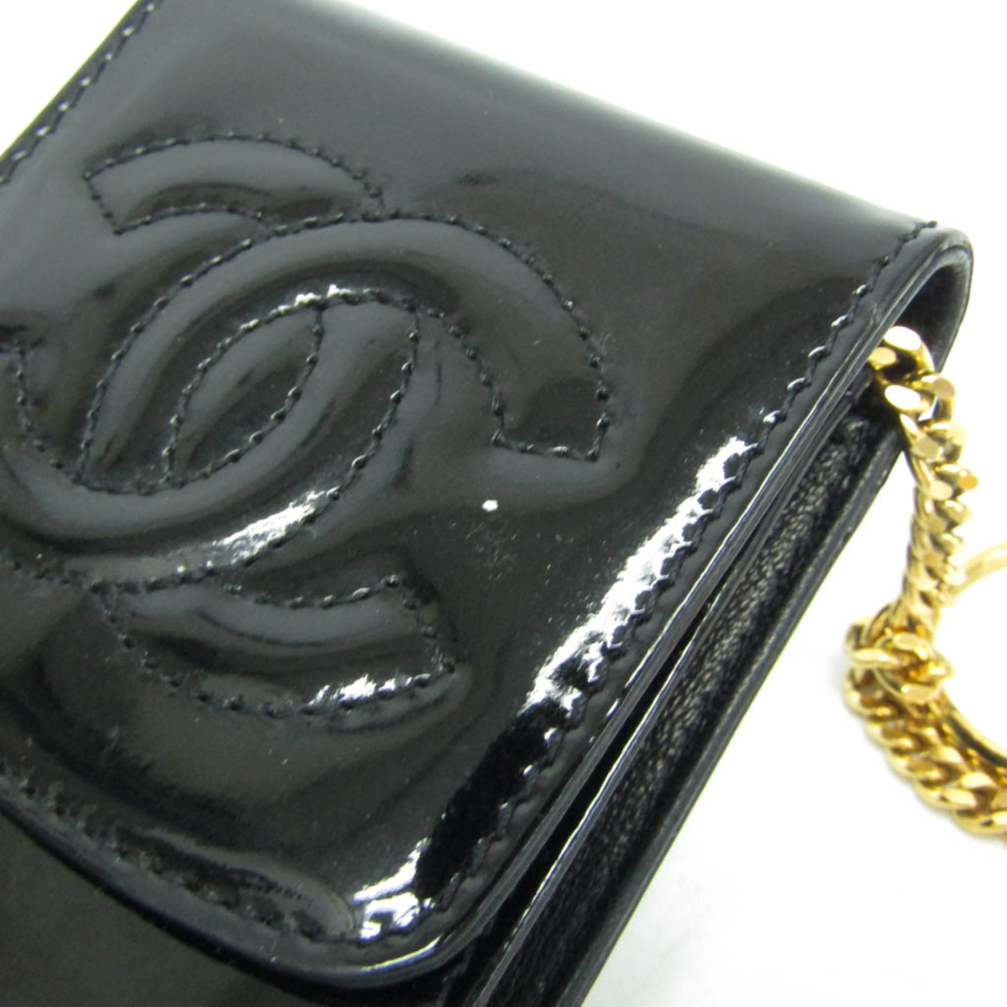 Chanel Key Pouch Patent Black Leather Clutche & Pouche Bag (Pre-Owned)