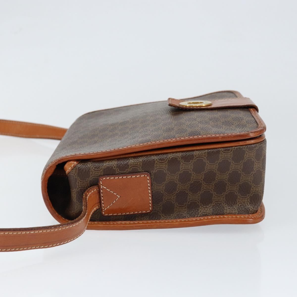 Celine Vintage Macadam Canvas And Leather Brown Canvas Shoulder Bag Bag (Pre-Owned)