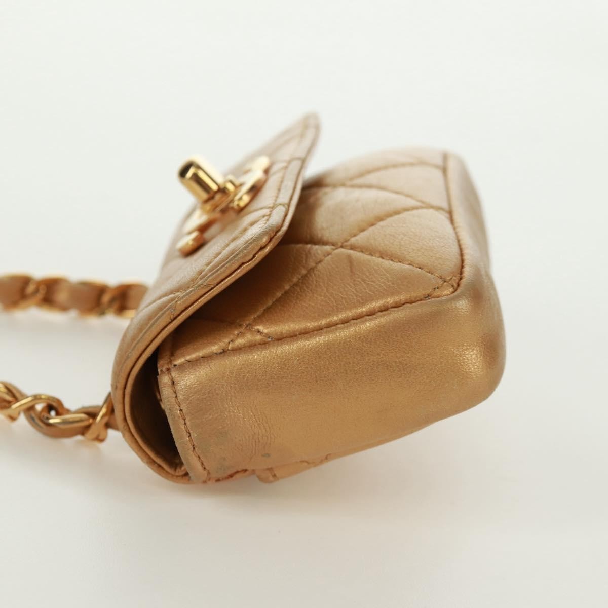 Chanel Classic Flap Charm Chain Belt Quilted Caviar Gold Leather Handbag (Pre-Owned)
