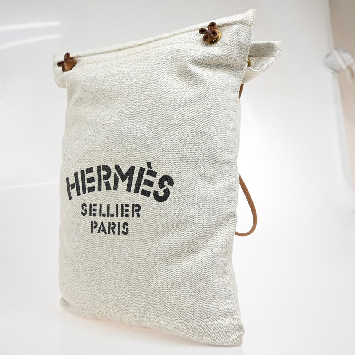 Hermes Aline Toile Beige Cotton Handbag (Pre-Owned)