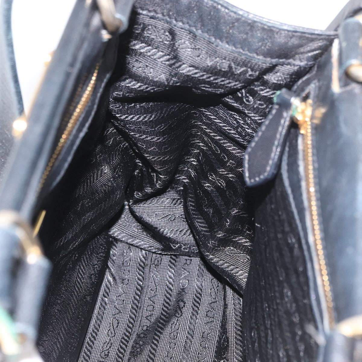 Prada Tote Leather Black Leather Tote Bag Bag (Pre-Owned)