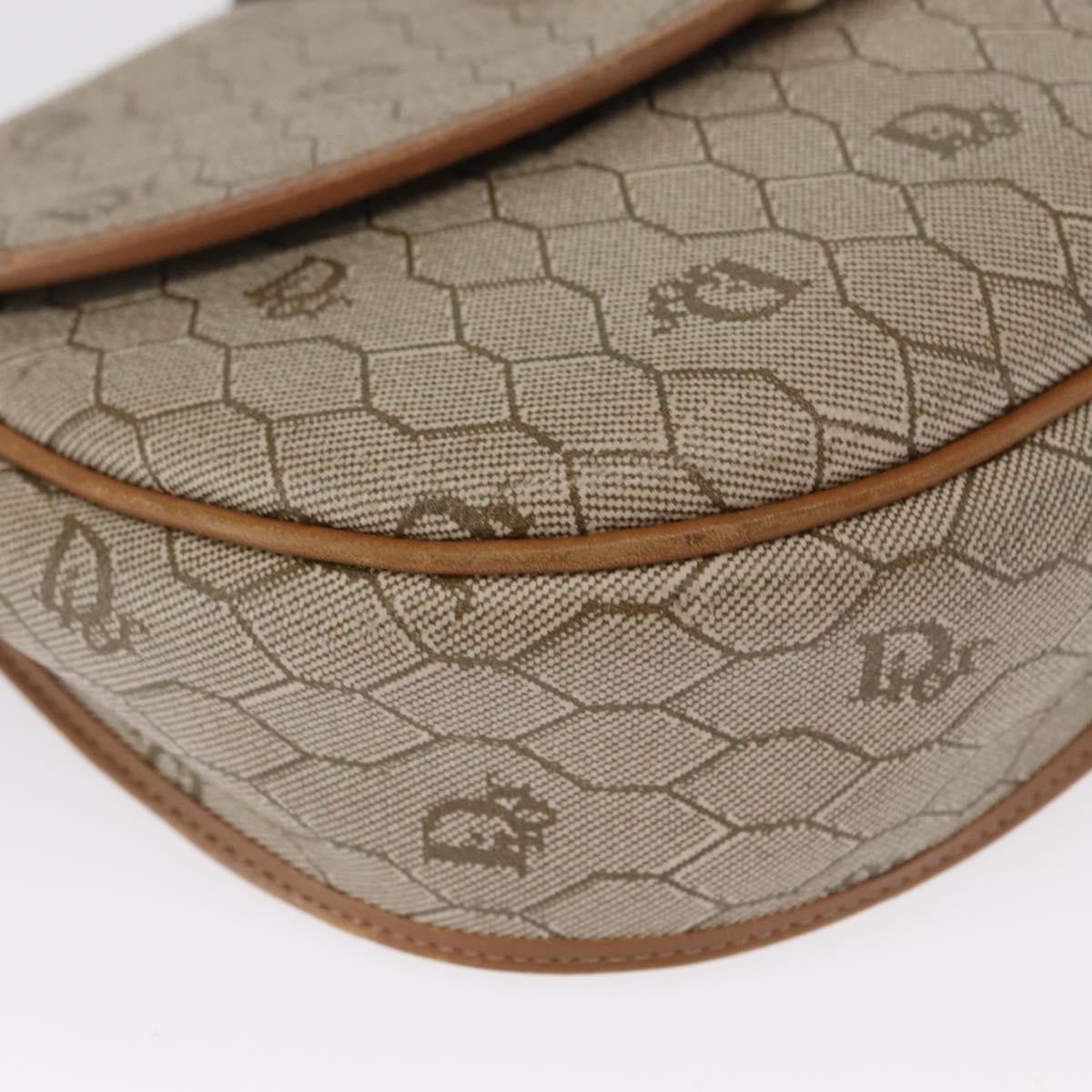 Christian Dior Vintage Honeycomb Canvas And Leather Beige Canvas Shoulder Bag Bag (Pre-Owned)