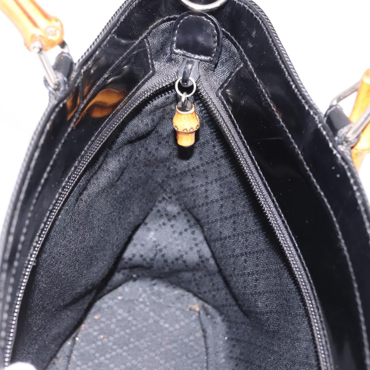 Gucci Vintage Bamboo Handle Canvas Black Canvas Tote Bag Bag (Pre-Owned)