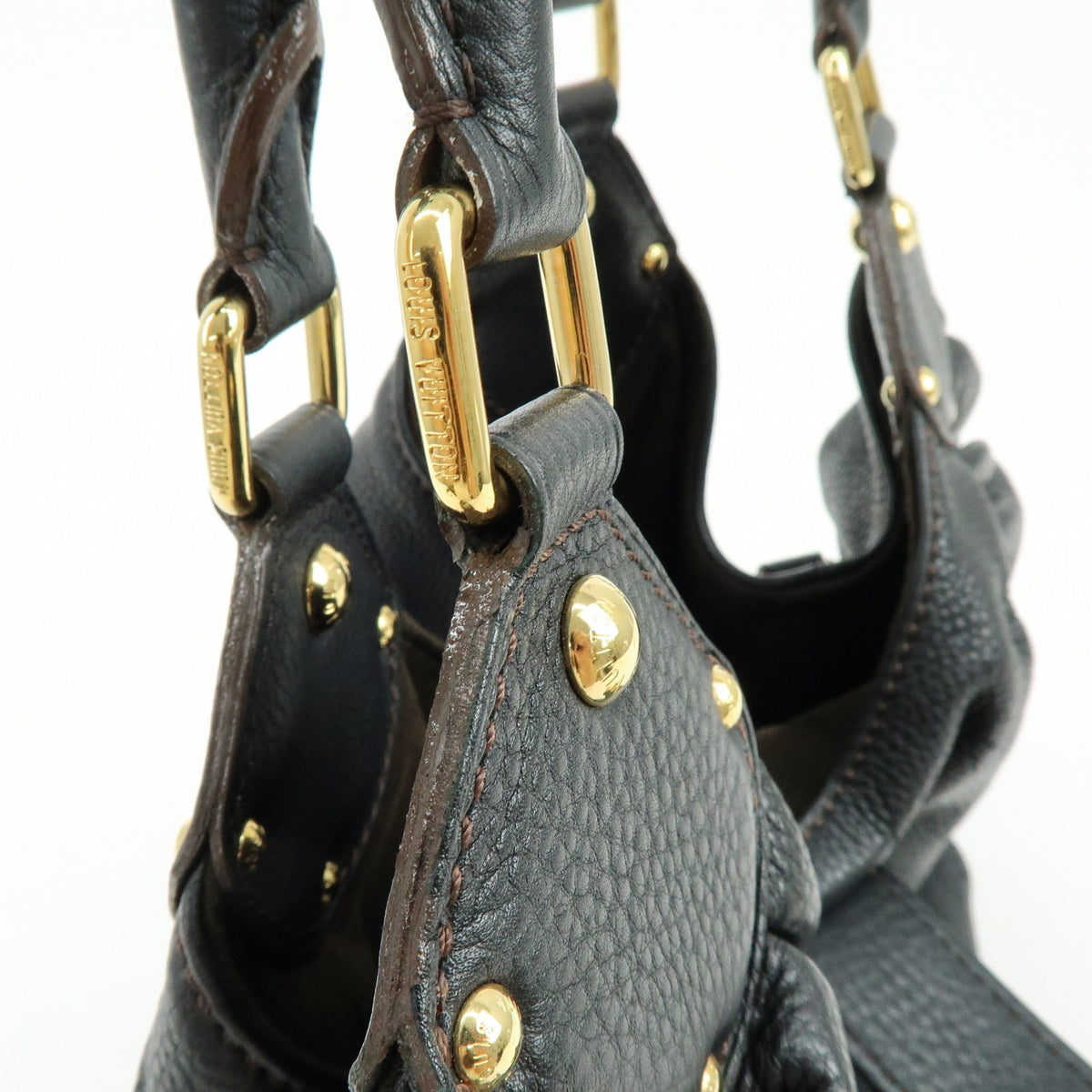 Louis Vuitton L Hobo Mahina Leather Black Leather Shoulder Bag Bag (Pre-Owned)