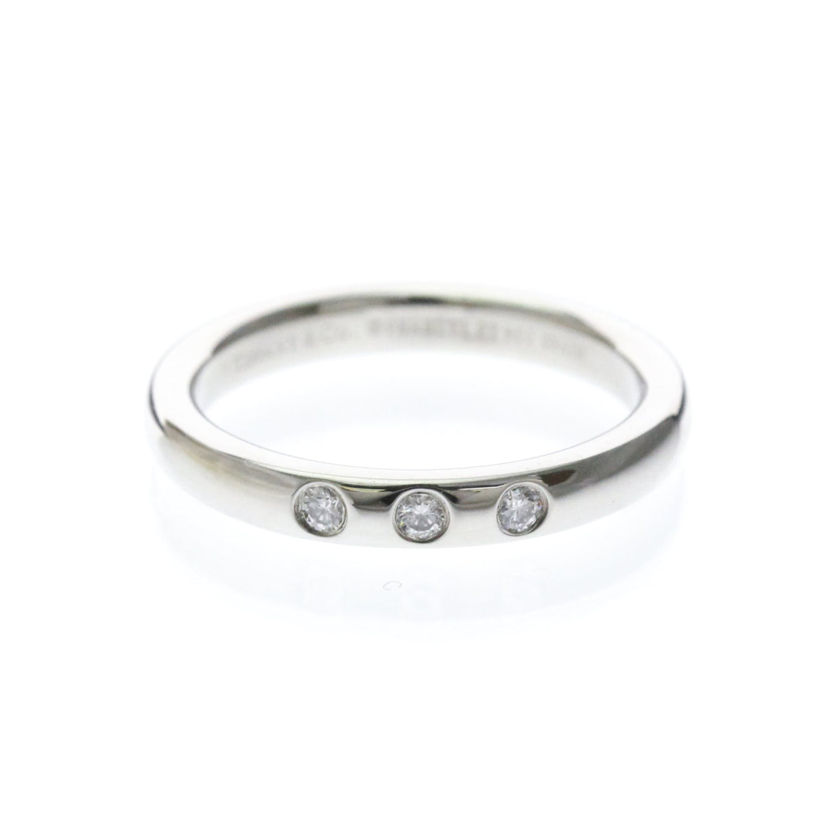 Tiffany & Co. Elsa Peretti 3 Diamond Stacking Band Platinum Silver Platinum Ring Jewelry (Pre-Owned)