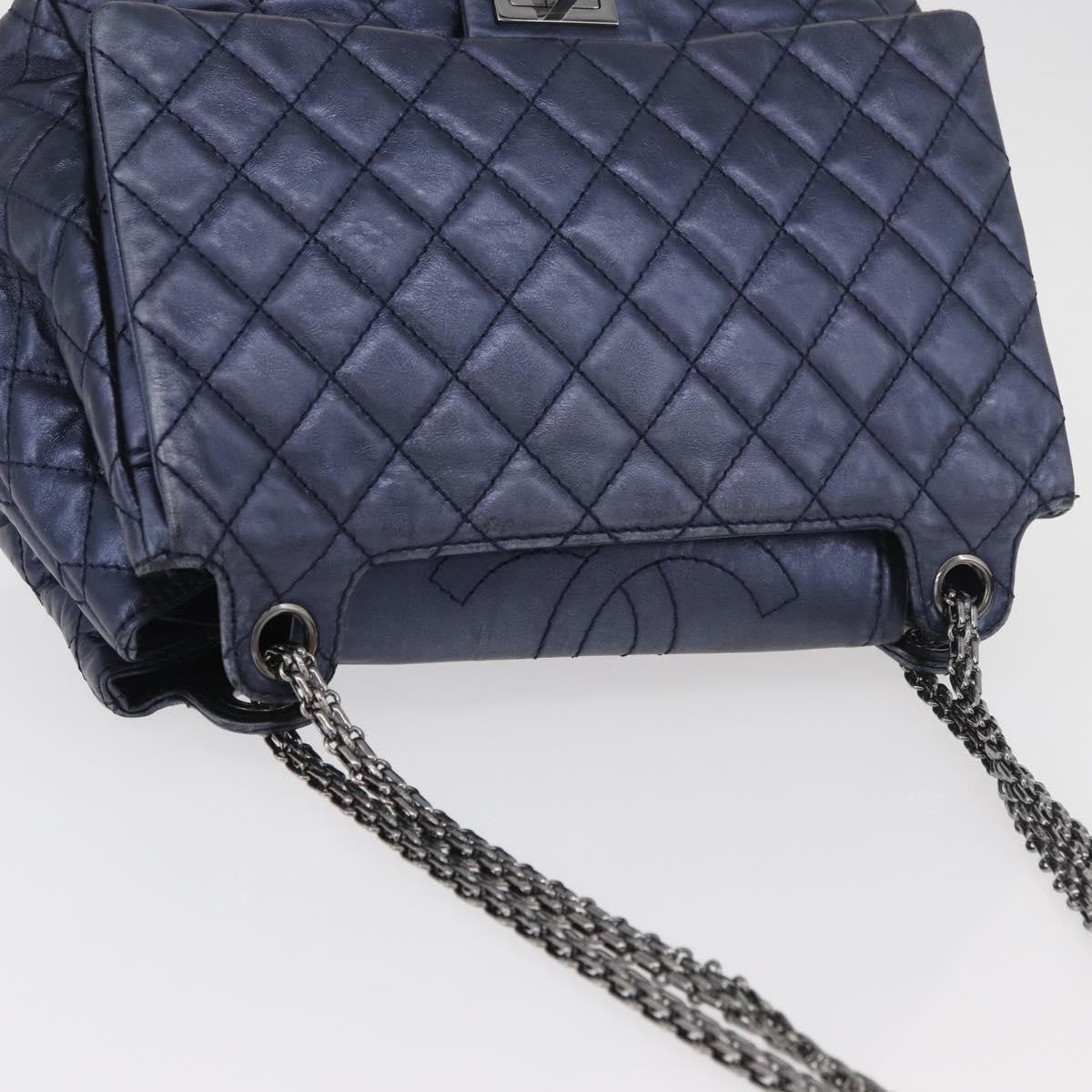 Chanel Accordion Reissue Flap Quilted Calfskin Blue Leather Shoulder Bag Bag (Pre-Owned)