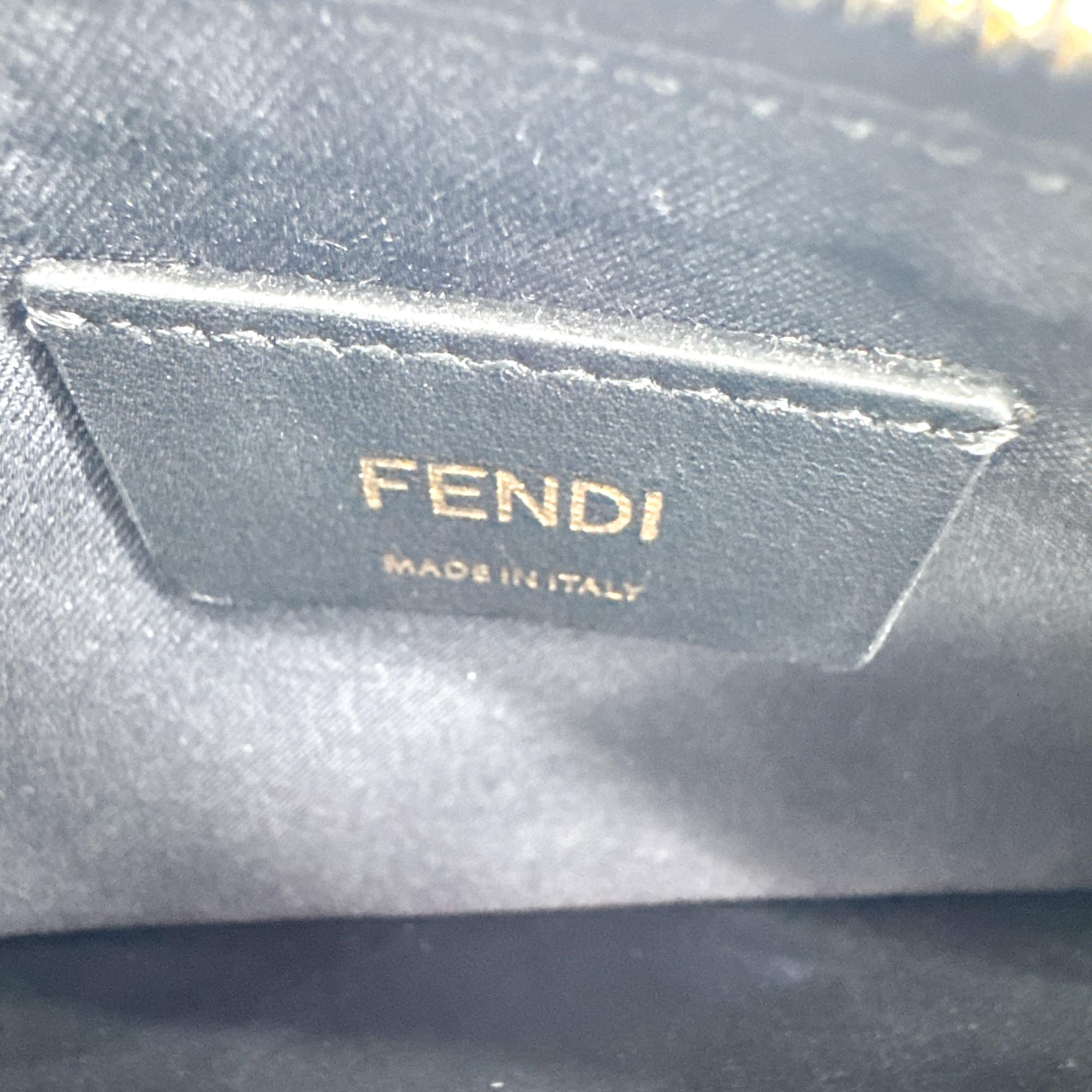 Fendi F Is Fendi Envelope Wallet On Chain Leather Black Leather Clutche & Pouche Bag (Pre-Owned)