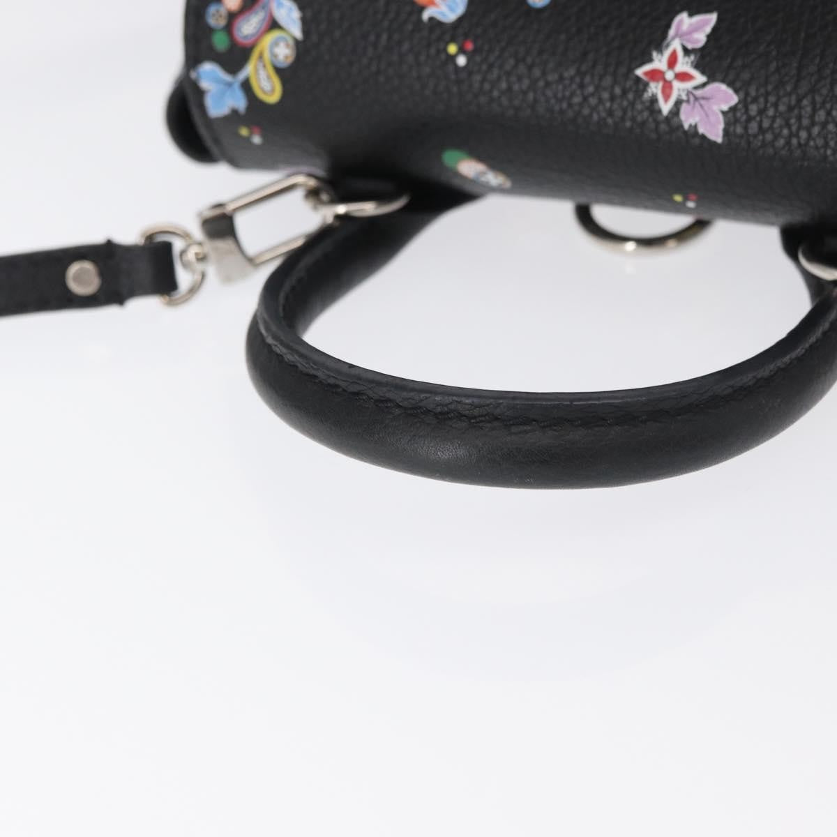 Louis Vuitton Lockme Floral Printed Leather Black Leather Backpack Bag (Pre-Owned)