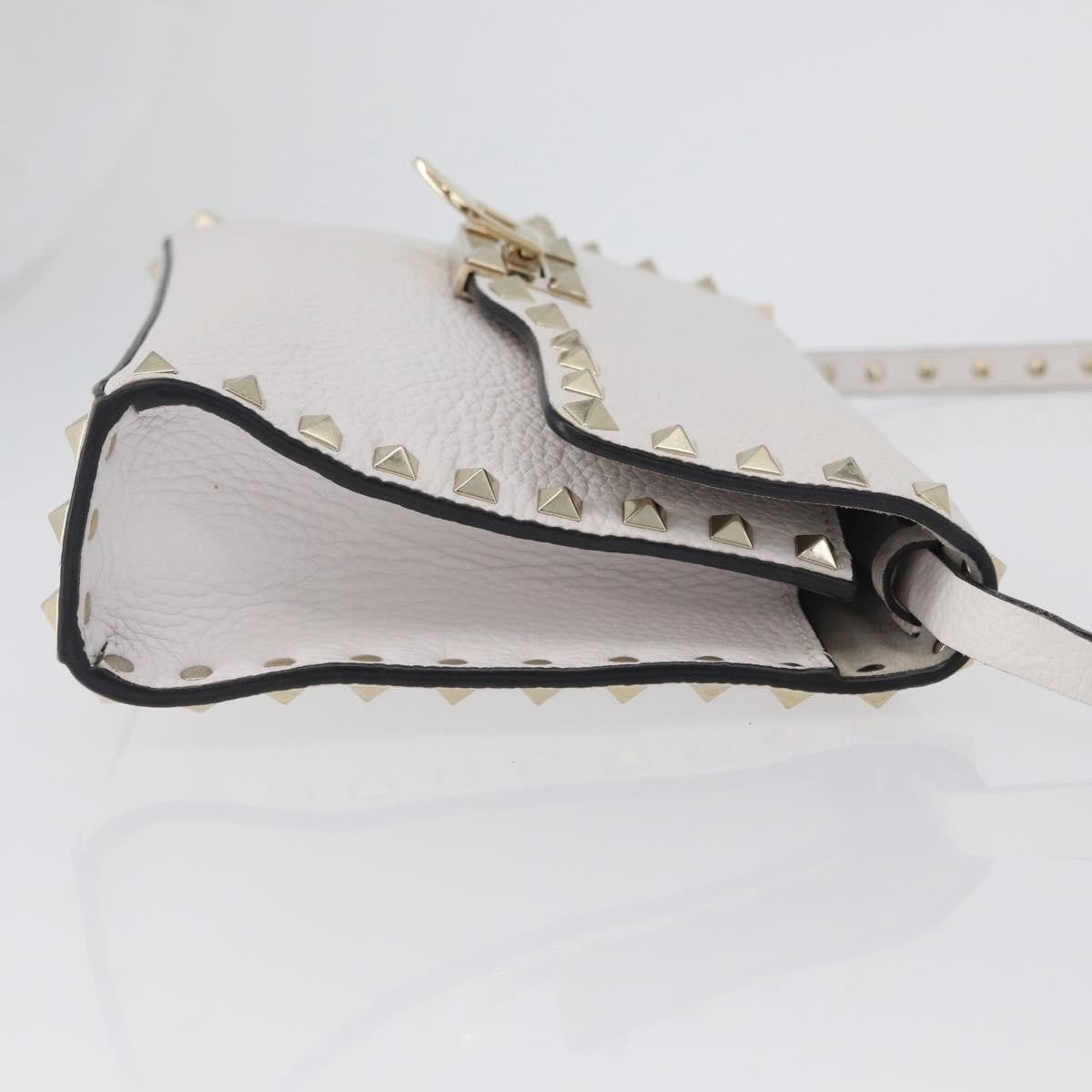 Valentino Garavani Rockstud Flip Lock Flap Leather White_Gold Leather Shoulder Bag Bag (Pre-Owned)