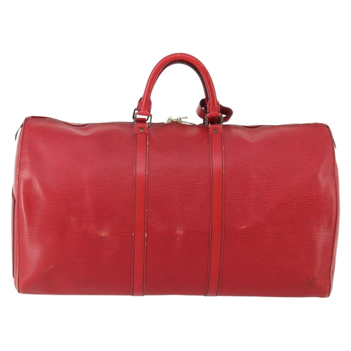 Louis Vuitton Keepall Epi Leather Red Leather Travel Bag Bag (Pre-Owned)