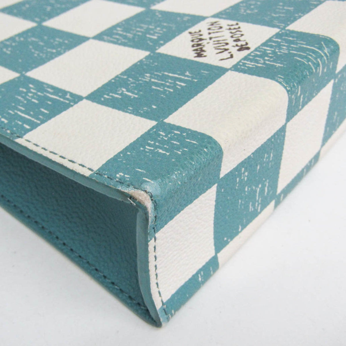 Louis Vuitton Sac Plat Limited Edition Marque Deposee Damier Giant Turquoise Canvas Handbag (Pre-Owned)