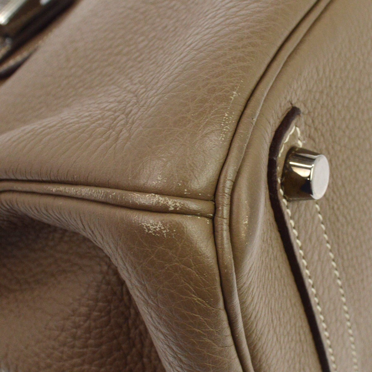 Hermes Birkin Grey Clemence With Palladium Hardware Gray Calfskin Handbag (Pre-Owned)