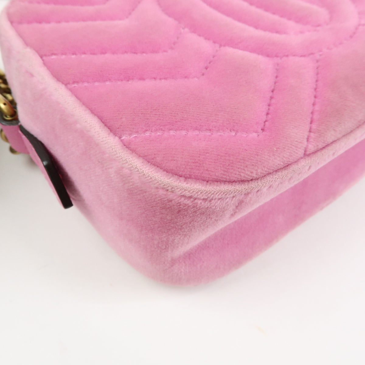 Gucci Gg Marmont Crystal Embellished Matelasse Velvet Pink Velvet Shoulder Bag Bag (Pre-Owned)