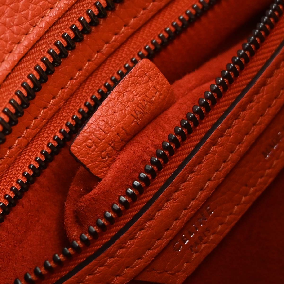 Celine Luggage Grainy Leather Red Leather Handbag (Pre-Owned)