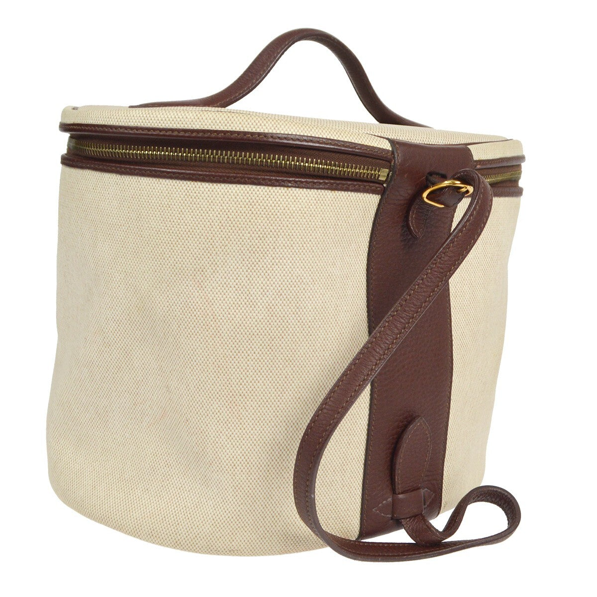 Hermes Acapulco Vanity Toile With Leather Beige Canvas Handbag (Pre-Owned)