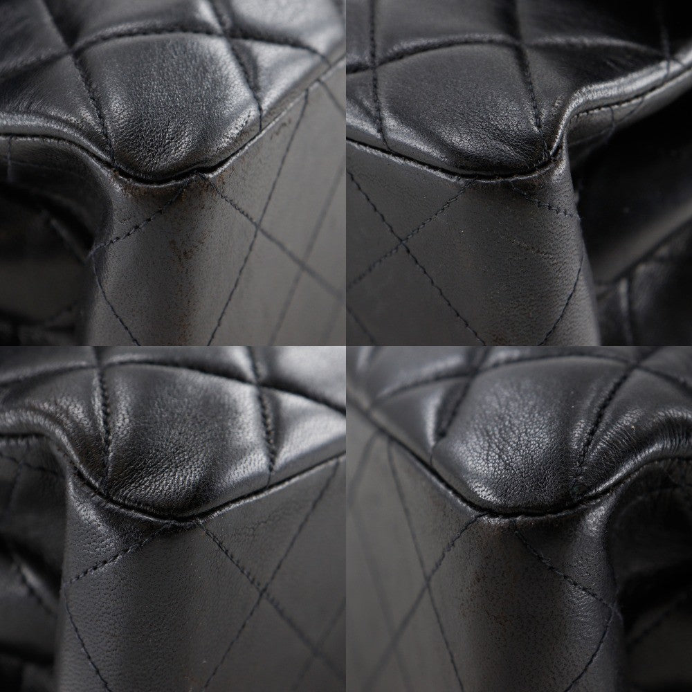 Chanel Vintage Double Sided Quilted Lambskin Black Leather Shoulder Bag Bag (Pre-Owned)