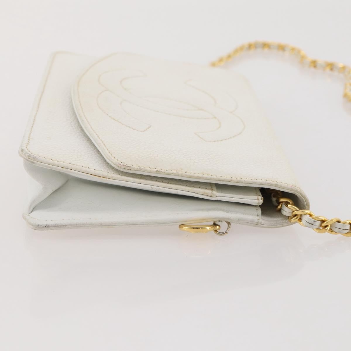 Chanel Vintage Timeless Wallet On Chain Caviar White Leather Crossbody Bag Bag (Pre-Owned)