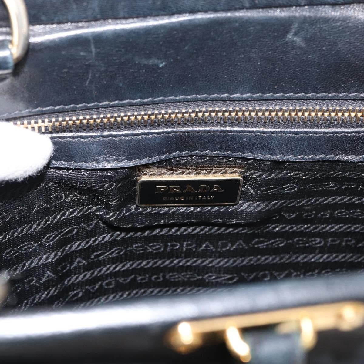 Prada Tote Leather Black Leather Tote Bag Bag (Pre-Owned)