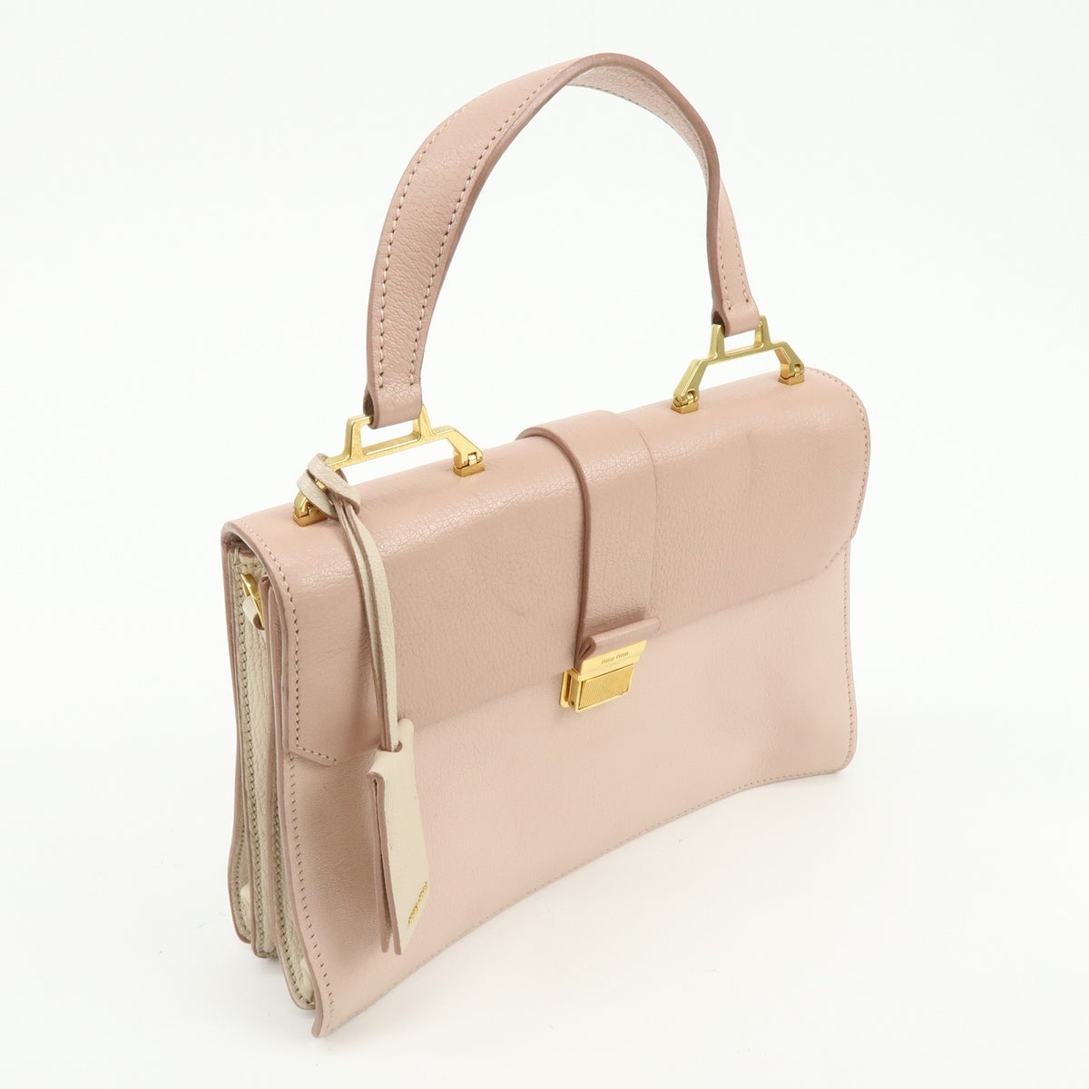 Miu Miu Madras Convertible Compartment Top Handle Leather Pink Leather Handbag (Pre-Owned)