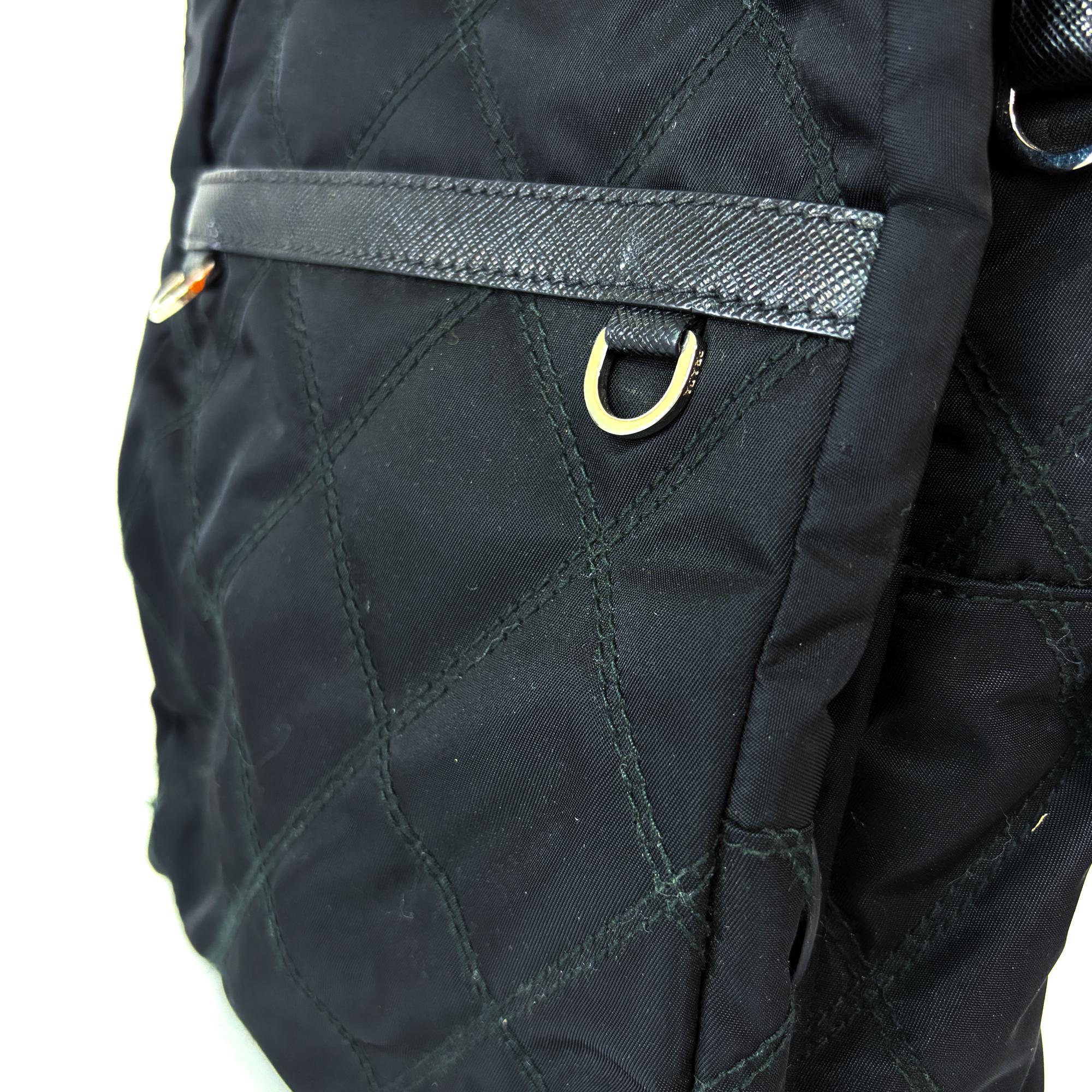Prada Zip Sling Re-Nylon Black Nylon Backpack Bag (Pre-Owned)