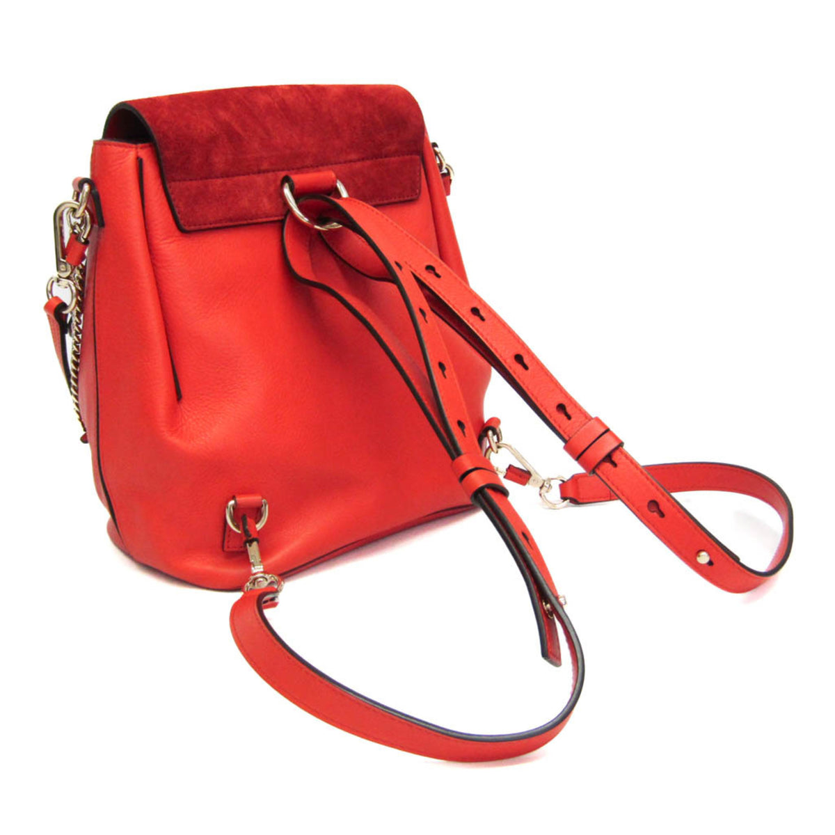 Chloe Faye Leather And Suede Orange Leather Backpack Bag (Pre-Owned)