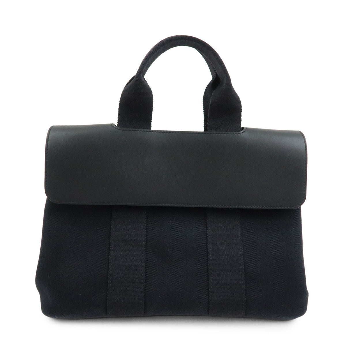 Hermes Valparaiso Toile And Leather Black Canvas Handbag (Pre-Owned)