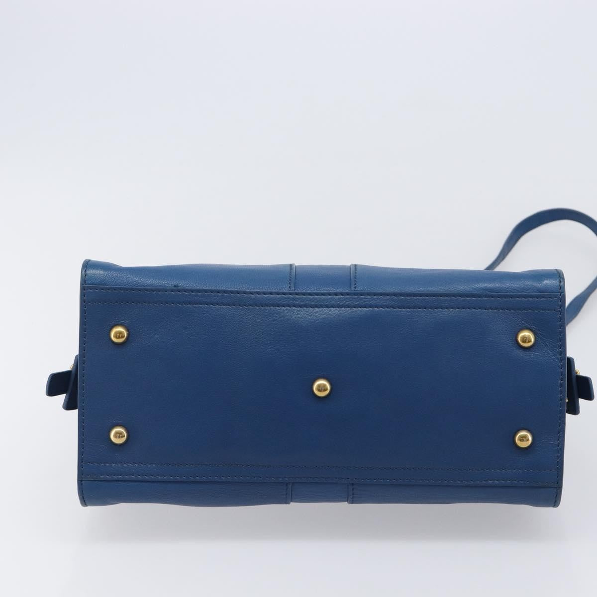 Saint Laurent Chyc Cabas Leather Blue Leather Tote Bag Bag (Pre-Owned)