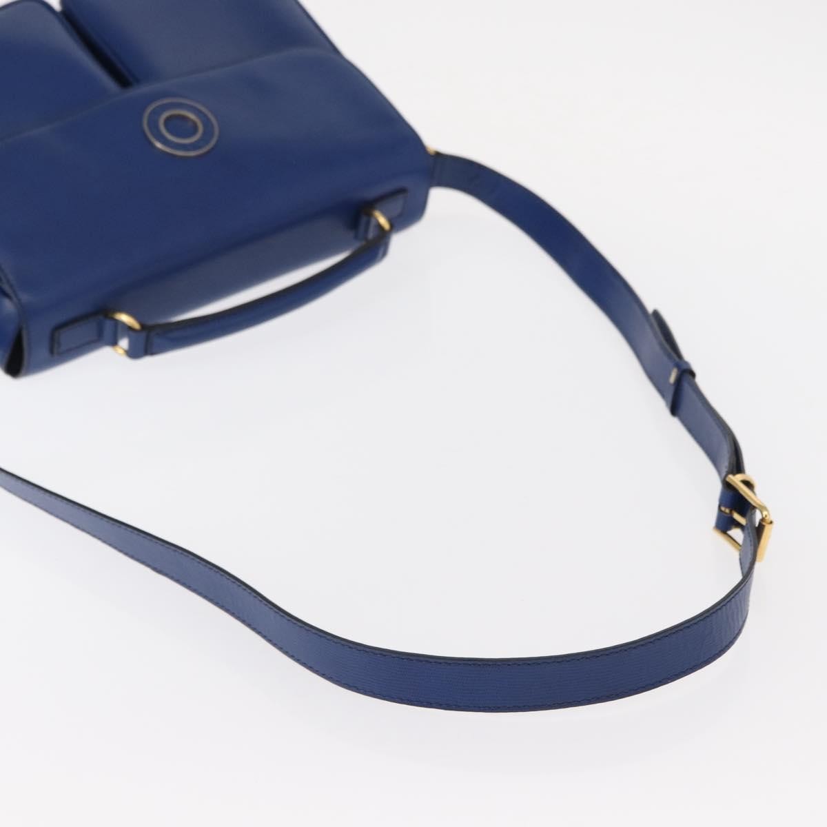 Celine Vintage Circle Logo Leather Blue Leather Shoulder Bag Bag (Pre-Owned)
