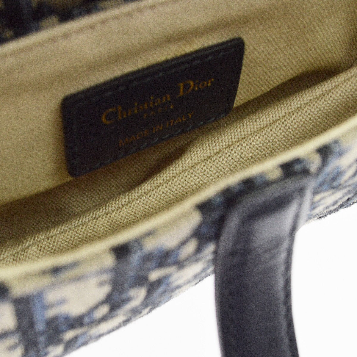 Christian Dior Saddle Oblique Jacquard Navy Canvas Handbag (Pre-Owned)