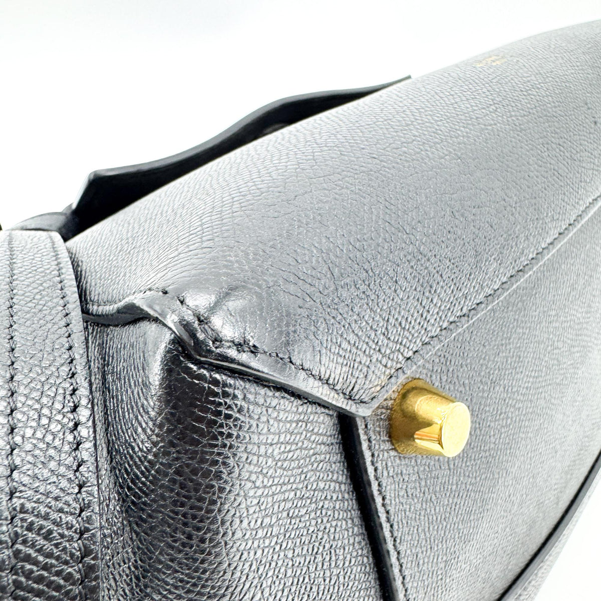 Celine Belt Calfskin Black Leather Handbag (Pre-Owned)