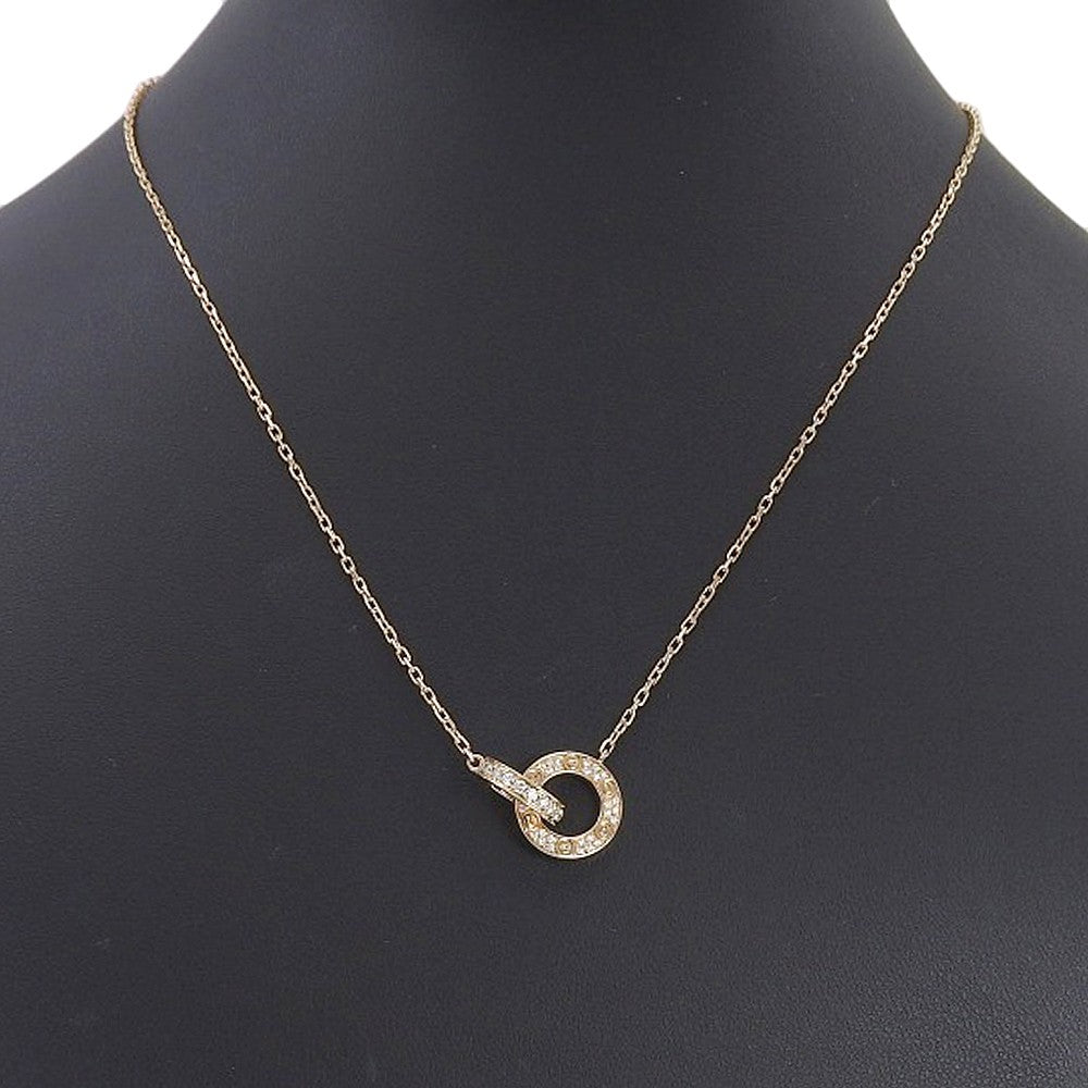 Cartier Love Interlocking Pave 18K Rose Gold And Diamonds Gold Pink_Gold Necklace Jewelry (Pre-Owned)