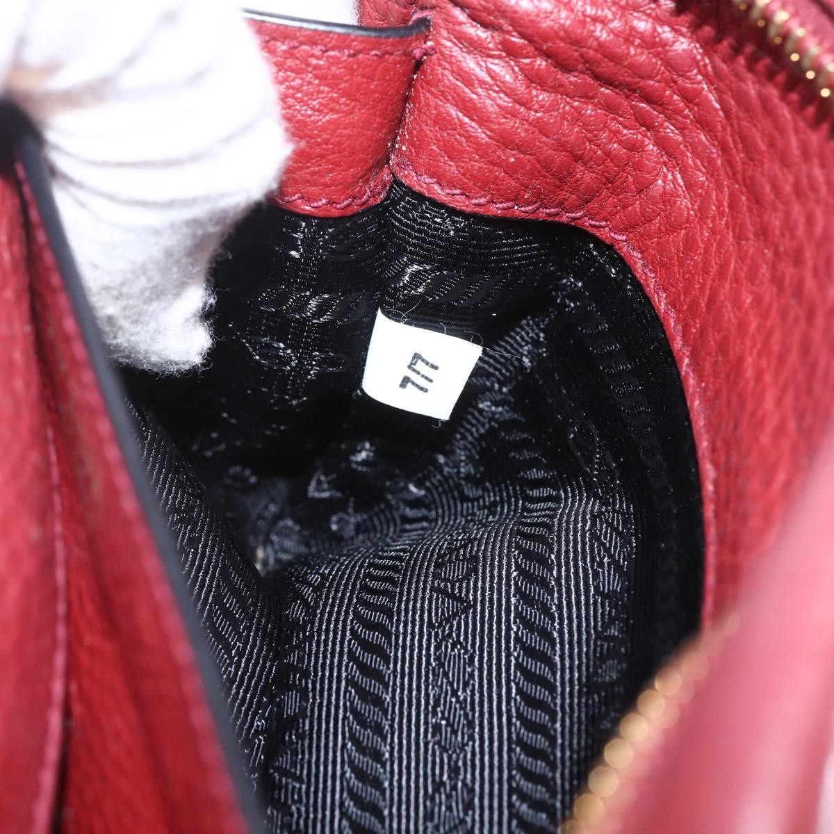 Prada Dual Strap Vitello Daino Burgundy Leather Shoulder Bag Bag (Pre-Owned)