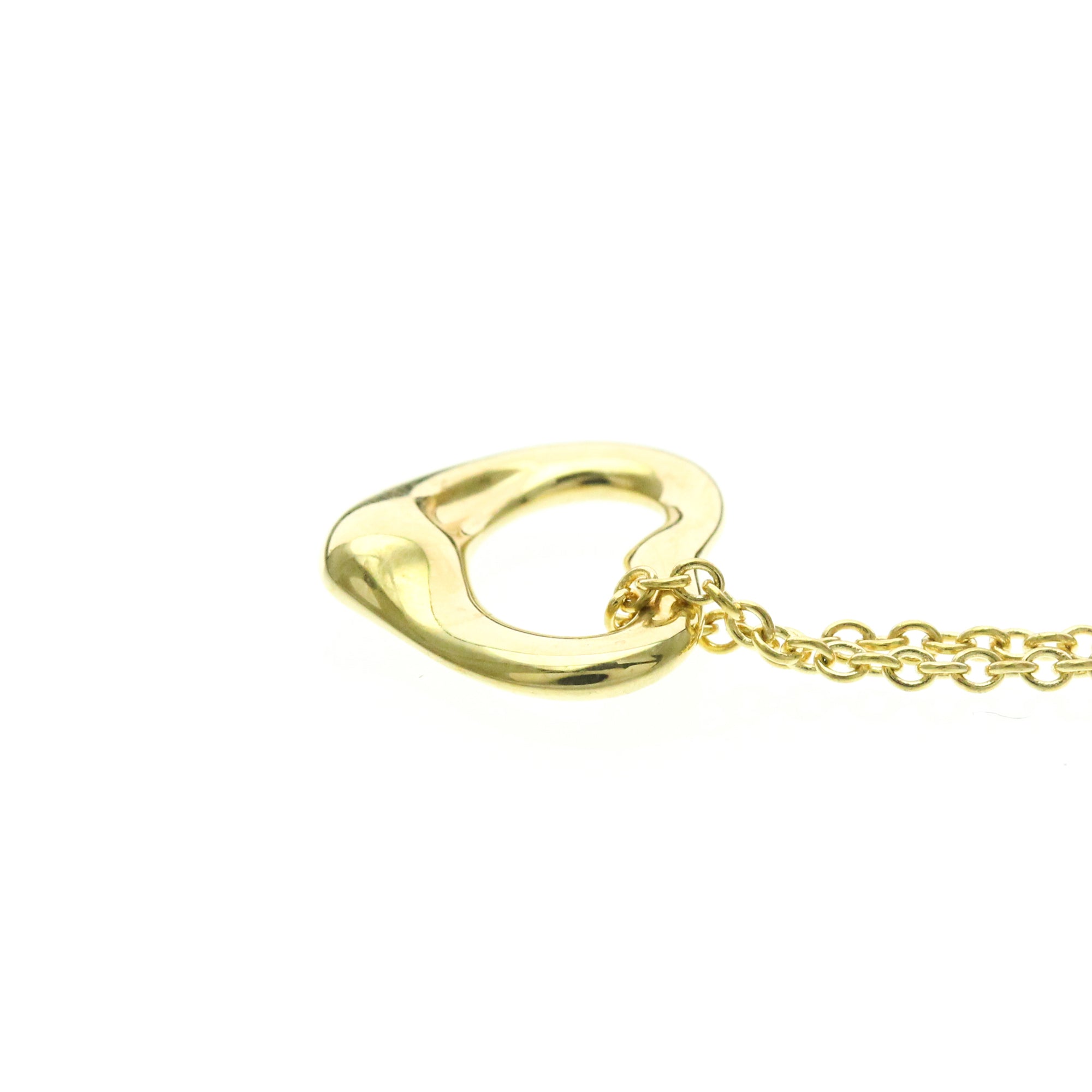 Tiffany & Co. Elsa Peretti Open Heart Pendant 18K Yellow Gold Gold Yellow_Gold Necklace Jewelry (Pre-Owned)