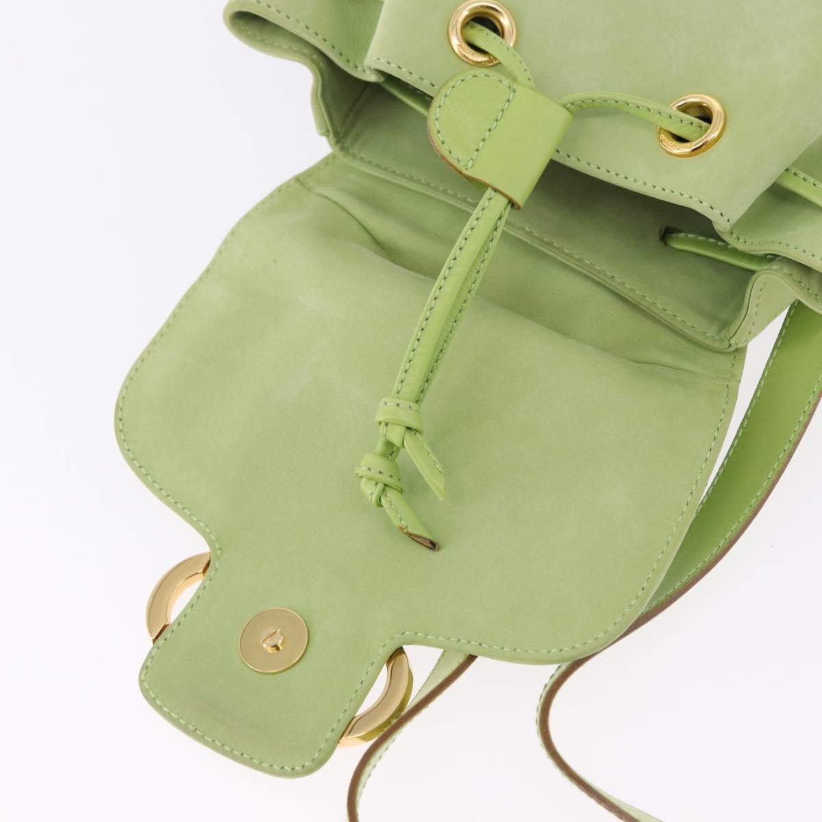 Salvatore Ferragamo Gancini Suede Green Suede Backpack Bag (Pre-Owned)