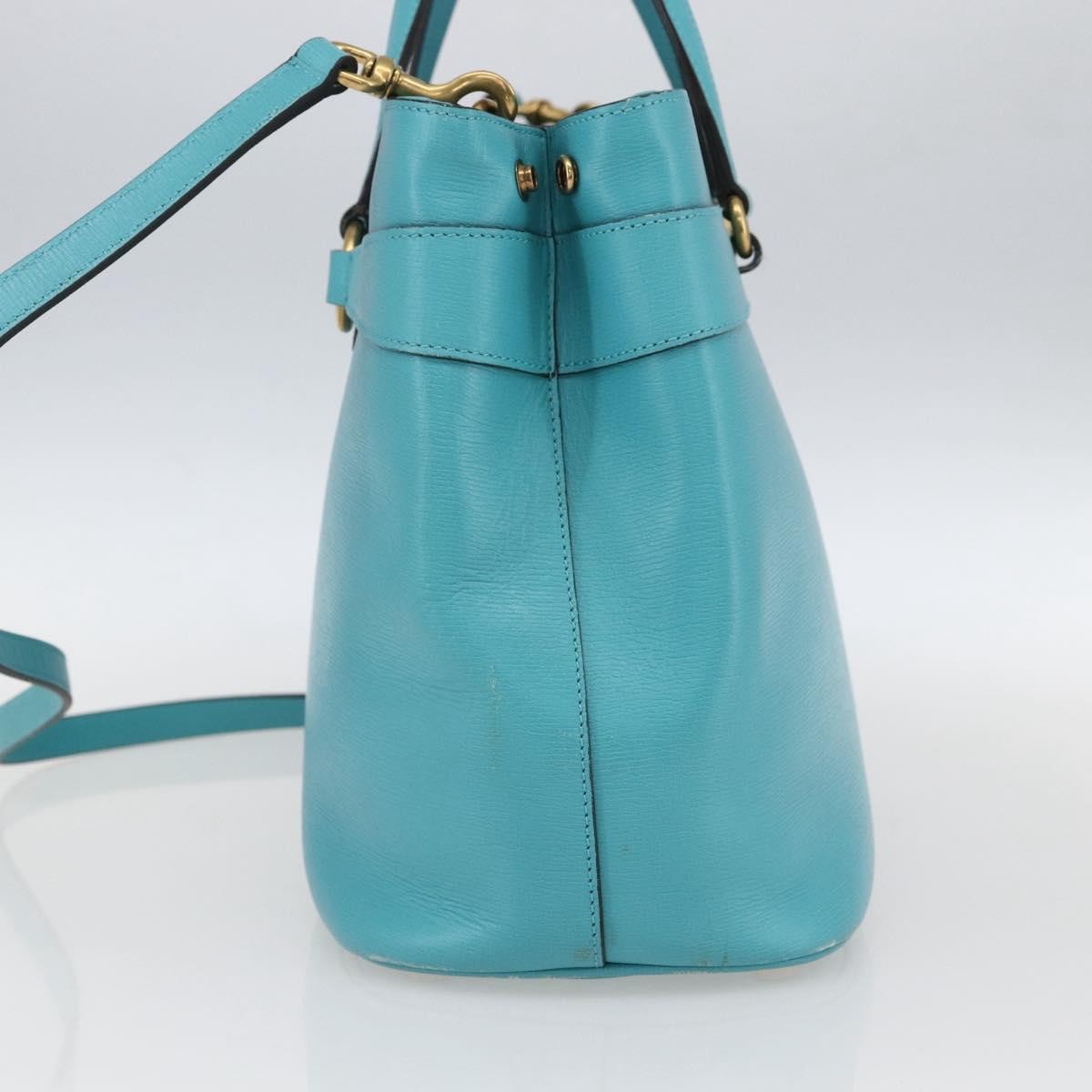 Gucci Bright Bit Convertible Tote Leather Blue Leather Tote Bag Bag (Pre-Owned)