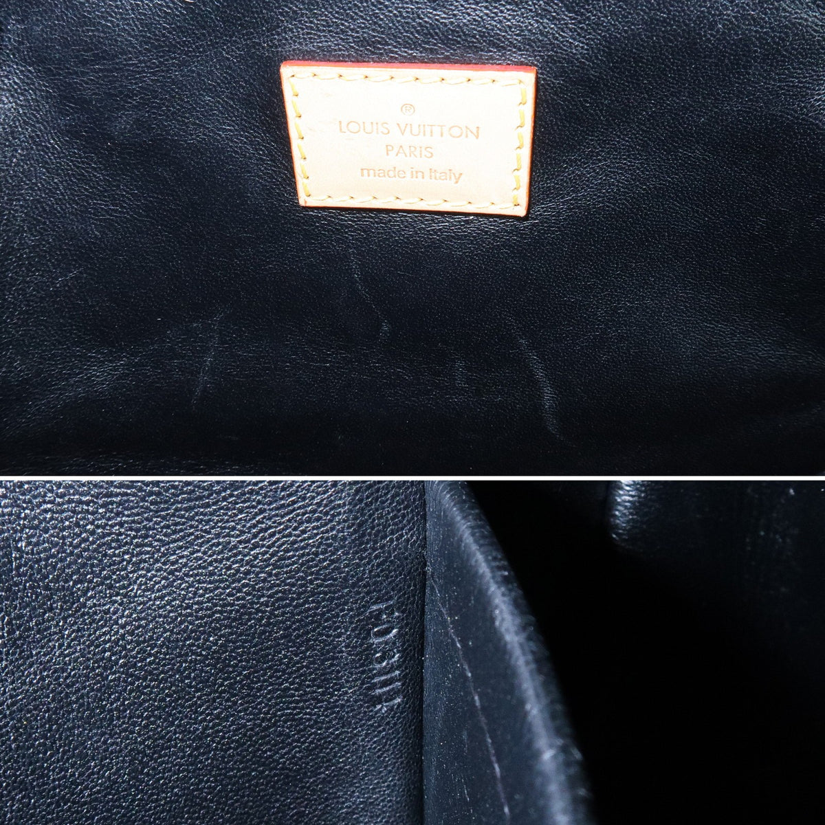 Louis Vuitton Doc Malletage Leather Black Leather Handbag (Pre-Owned)