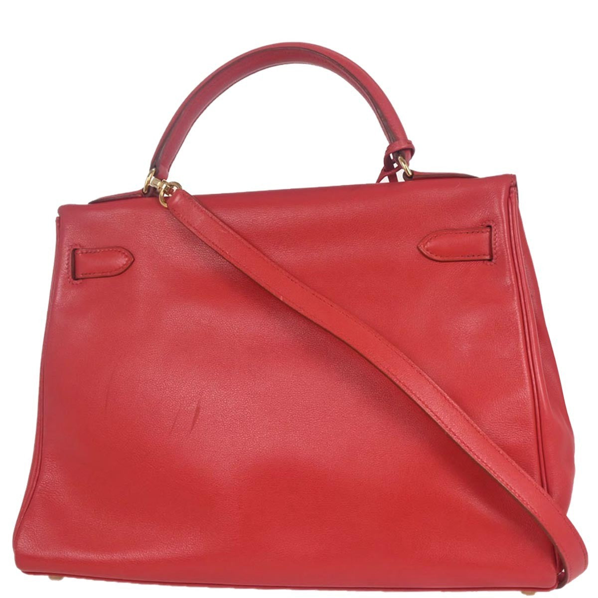 Hermes Kelly Red Swift With Gold Hardware Red Leather Handbag (Pre-Owned)