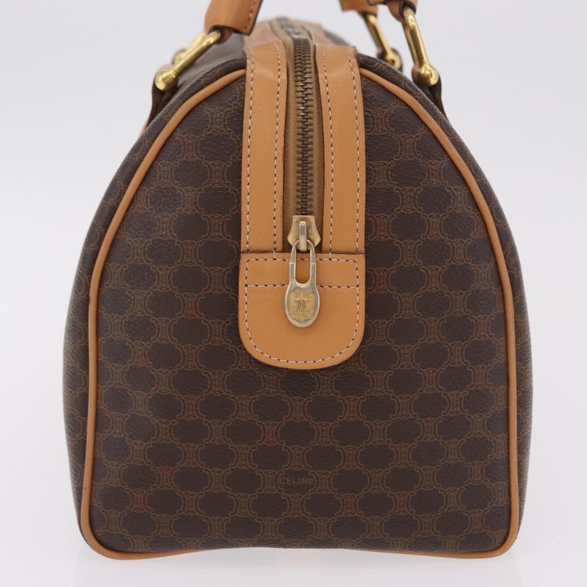 Celine Vintage Boston Macadam Coated Canvas Brown Pvc Handbag (Pre-Owned)