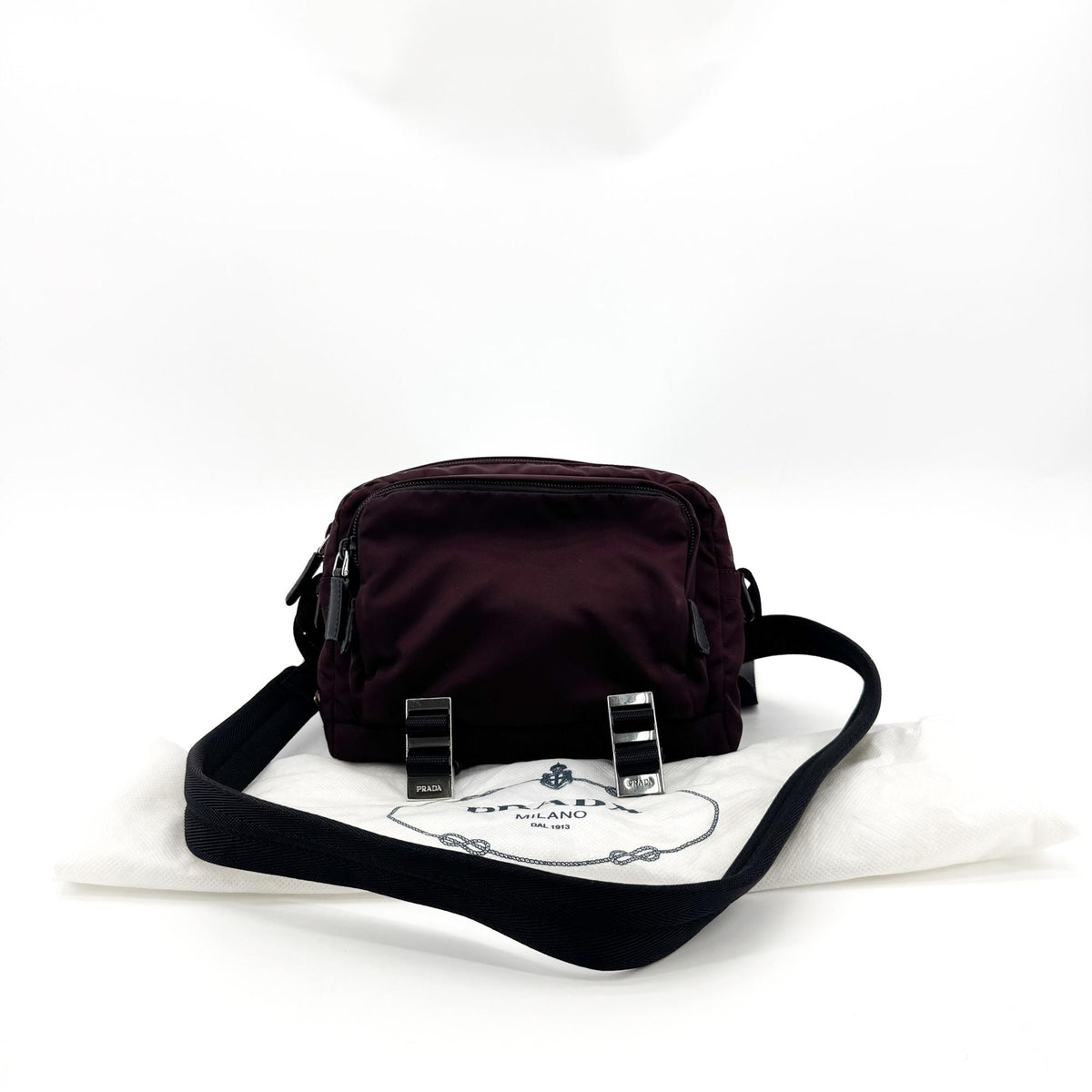 Prada Technical Zip Tessuto Burgundy Nylon Crossbody Bag Bag (Pre-Owned)