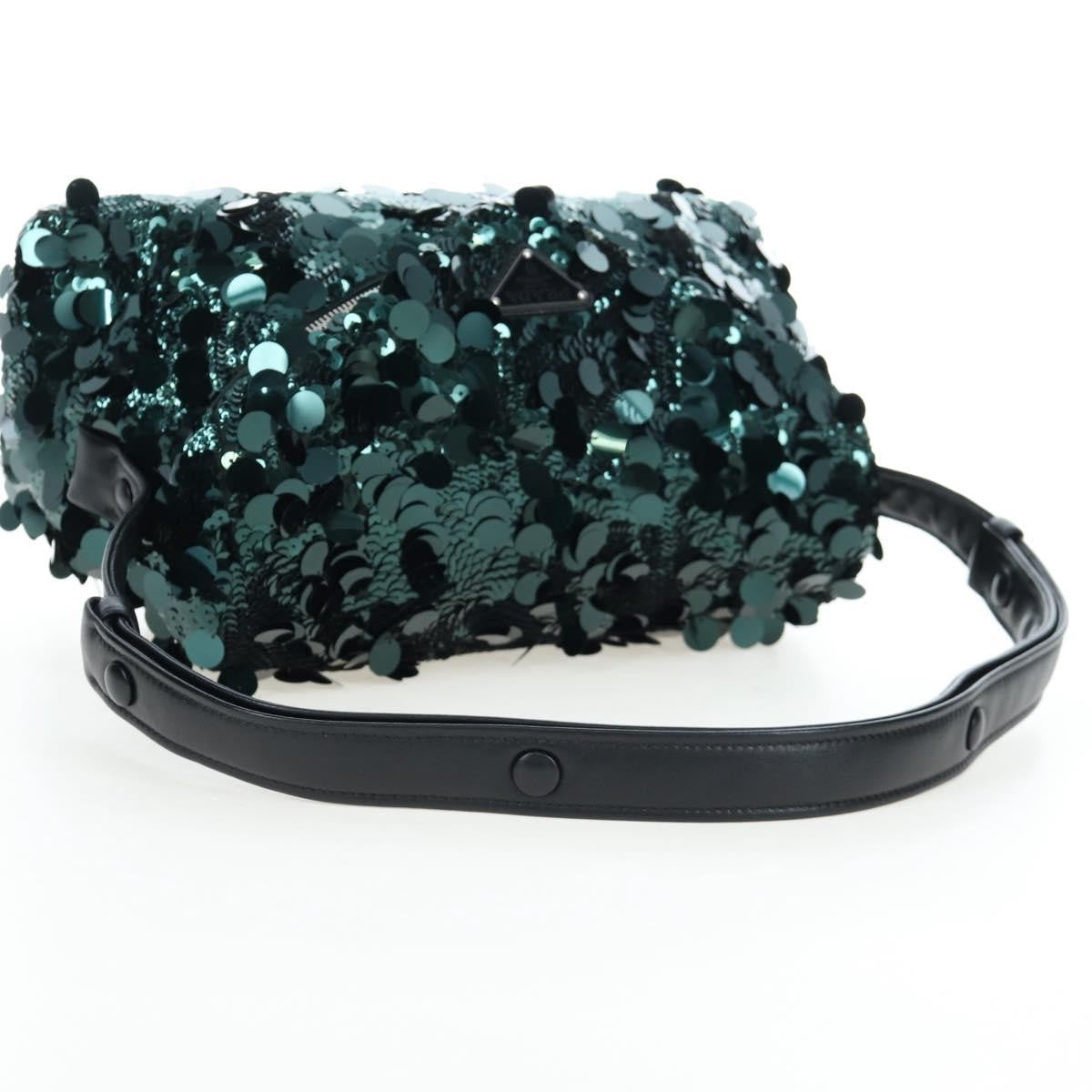 Prada Shoulder Sequins Green Synthetic Shoulder Bag Bag (Pre-Owned)
