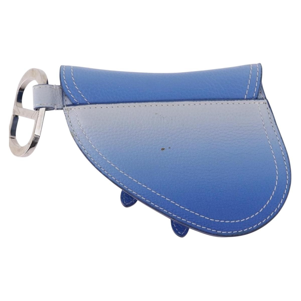Christian Dior Saddle Wristlet Clutch Leather Blue Leather Clutche & Pouche Bag (Pre-Owned)